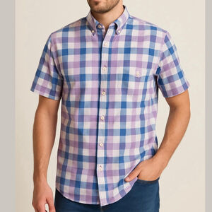 CHAPS Ralph Lauren Easy care plaid checkered blue White Button Down Shirt large